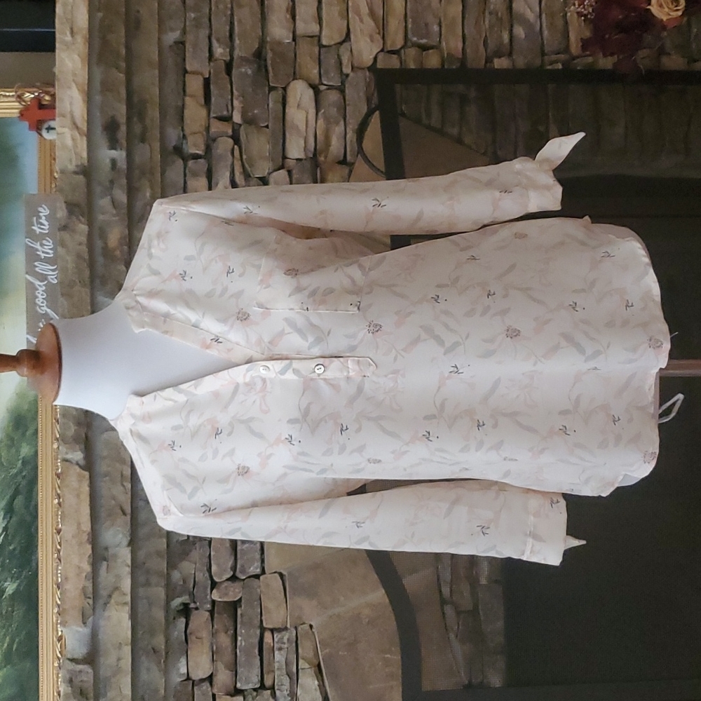 KOAJ Flowery Print V-neck Chiffon Blouse with Tie